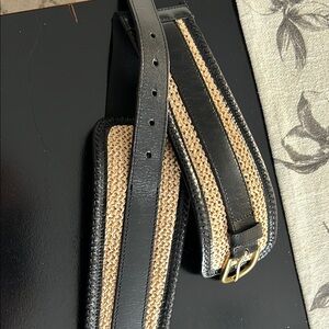White House Black Market Black and Tan Woven Belt